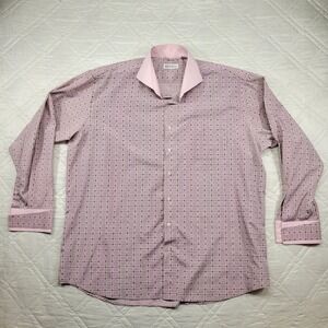 MENZ GGG Vintage pink plaid long sleeve dress shirt size 19 1/2 37 4XL